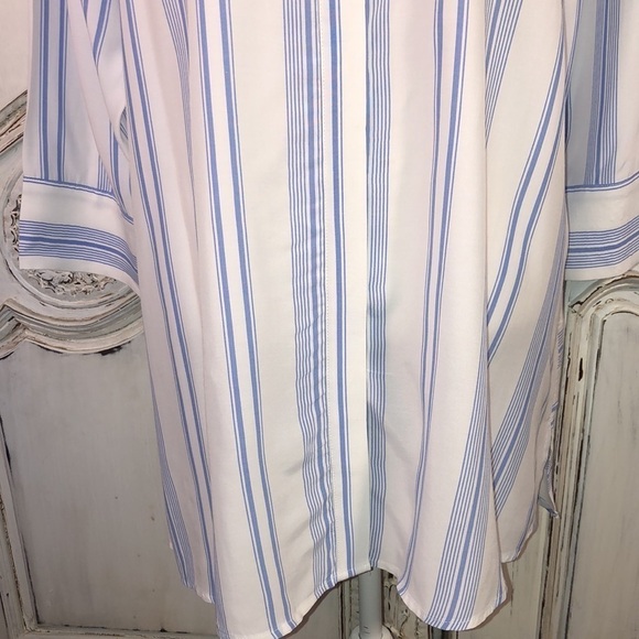 Soft Surroundings Blue on White Stripes Button Down Tunic/Shirt Dress Size Med. - Picture 3 of 10